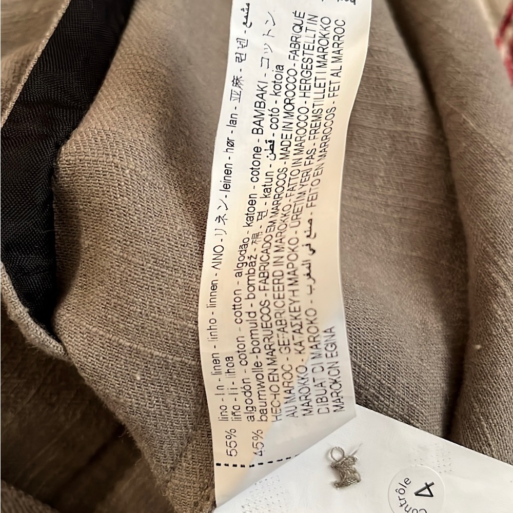 Zara Khaki Linen Blend Straight Cut Blazer Size XS - Picture 10 of 11